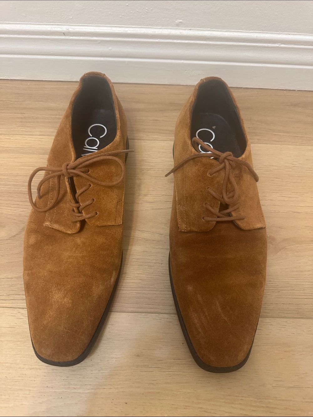 Calvin Klein Men's Suede Derby Shoes in Cognac Brown